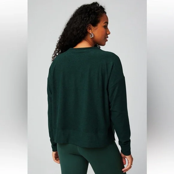 Fabletics Cloud Jersey Boxy Long-Sleeve Top | L | Everpine Heather - Picture 3 of 8